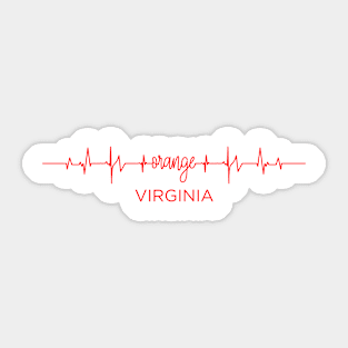 I Love Orange Virginia USA Heartbeat Funny T-Shirt For Men Women Custom Sticker